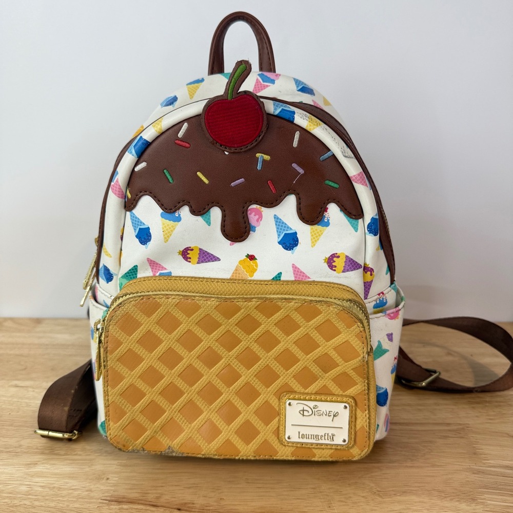 Loungefly Disney Princess Ice Cream Mini Backpack OS White Waffle Cone 13781